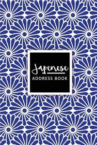 Japenese Address Book: Blue Japanese Flower Address Book - Pocket Size (6x9 Inches)
