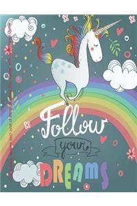 Cute Rainbow Unicorn 2017-2018 18 Month Academic Year Planner with Inspirational