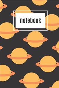 Planet print orange notebook