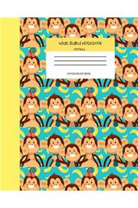 Wide Ruled Monkey Notebook Composition Book
