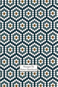 Hexagon Tile Pattern Sketchbook: 1/8 Inch (0.125 Inch) Hexagonal Paper, 7.44 in X 9.69 In, 50 Sheets / 100 Pages, Blue and Mustard Color