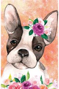 Journal Notebook For Dog Lovers Boston Terrier In Flowers