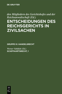 Entscheidungen des Reichsgerichts in Zivilsachen, Schiffahrtsrecht, 1
