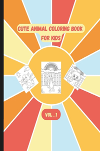 Cute Animal Coloring Book for Kids Ages 4-8