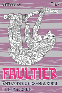 Entspannungs-Malbuch für Mädchen - Grosse A4 - Tier - Faultier