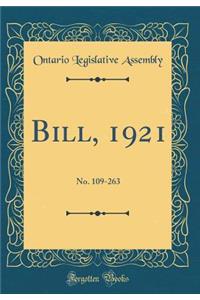 Bill, 1921: No. 109-263 (Classic Reprint)