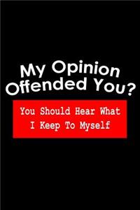 My Opinion offended you? You should hear what I keep to myself