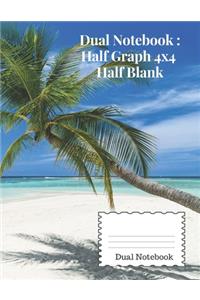 Half Graph 4x4 and Half Blank Notebook 120 pages 8.5 x 11 Size