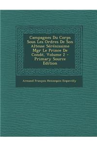 Campagnes Du Corps Sous Les Ordres de Son Altesse Serenissime Mgr Le Prince de Conde, Volume 2