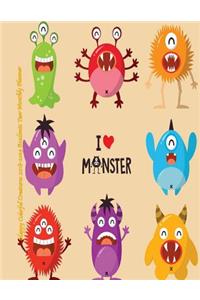 Happy Colorful Creatures 2018-2019 Academic Year Monthly Planner