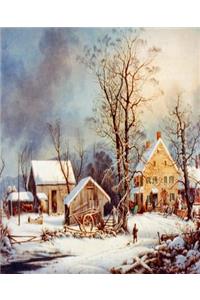Vintage Winter In The Country School Comp Book 130 Pages