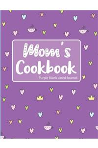 Mom's Cookbook Purple Blank Lined Journal