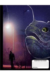 Purple Sea Monster on Land Composition Notebook Blank Unruled 200 Pages / 100 Sheets, 9-3/4