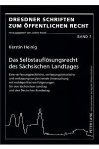 Das Selbstaufloesungsrecht Des Saechsischen Landtages