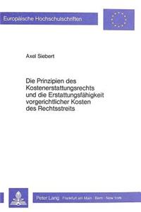 Die Prinzipien des Kostenerstattungsrechts und die Erstattungsfaehigkeit vorgerichtlicher Kosten des Rechtsstreits