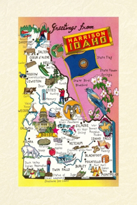Vintage Lined Notebook Greetings from Harrison, Map