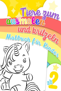 Tiere zum ausmalen und kritzeln - Malbuch für Kinder ab 2