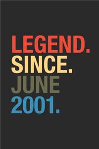 Legend Since June 2001: Graph Ruled Notebook / Journal (6 X 9 - 5 X 5 Graph Ruled) - June Birthday Gift and June Anniversary Gift