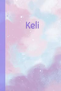 Keli: Personalized Composition Notebook - College Ruled (Lined) Exercise Book for School Notes, Assignments, Homework, Essay Writing. Purple Pink Blue Cov