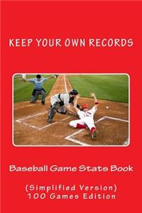 Baseball Game Stats Book