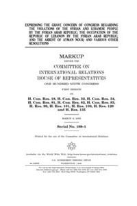 Expressing the grave concern of Congress regarding the violations of the Syrian and Lebanese people by the Syrian Arab Republic; the occupation of the Republic of Lebanon by the Syrian Arab Republic; and the arrest of Ayman Nour and various other r