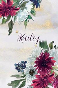 Kailey: Personalized Journal Gift Idea for Women (Burgundy and White Mums)