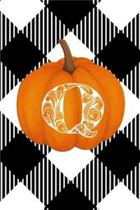 Q: Cute Pumpkin Monogram Initial Letter Q White Buffalo Plaid Check Personalized Gratitude Journal for Women and Girls