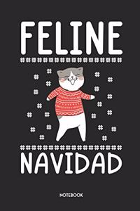 Feline Navidad: Funny Christmas Cat Notebook - Dot Grid - 120 Dotted Pages - 6x9 - Cute Ugly X-MAS Design - Unique Journal - Journaling Gift Idea For Men, Women & C