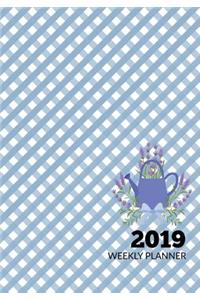 2019 Weekly Planner: Lavender and Blue Gingham - January 2019 Through December 2019