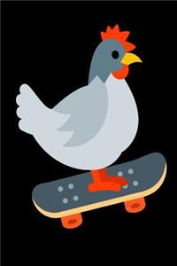 Skateboarding Chicken Humor Notebook Journal 120 College Ruled Pages 6 X 9