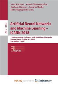 Artificial Neural Networks and Machine Learning - ICANN 2018