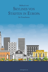 Malbuch mit Skylines von Städten in Europa für Erwachsene