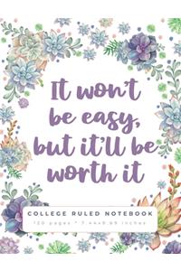 It Won't Be Easy But It'll Be Worth It