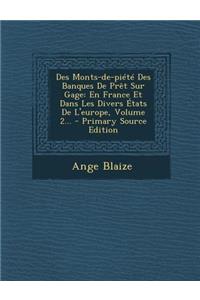 Des Monts-de-piété Des Banques De Prêt Sur Gage