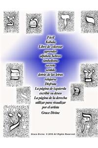 Fácil Kábala Libro de colorear aprender alfabeto hebreo simbolismo secreto sentido detrás de las letras relajarse Disfruta La página de izquierda escribir su deseo La página de la derecha utilizar para visualizar por el artista Grace Divine