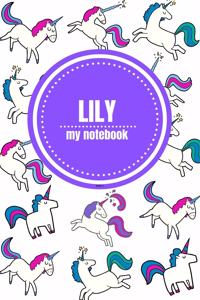 Lily - Unicorn Notebook - Personalized Journal/Diary - Fab Girl/Women's Gift - Christmas Stocking Filler - 100 lined pages