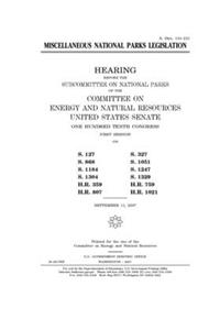 Miscellaneous national parks legislation