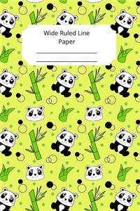 Cute Baby Panda Theme Wide Ruled Line Paper