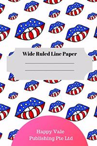 American Flag Theme Wide Ruled Line Paper