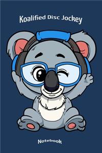 My Koalified Disc Jockey Cute Blue Koala Bear DJ Notebook