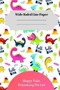 Cute Dinosaur Foot Theme Wide Ruled Line Paper