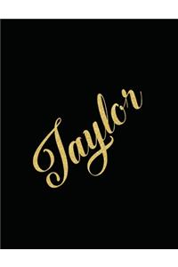 Taylor Personalized Minimalist Grid Notebook - 8.5x11 100 grid pages- Matte Taylor Personalized Matte Silk Cover with sturdy white pages notebook