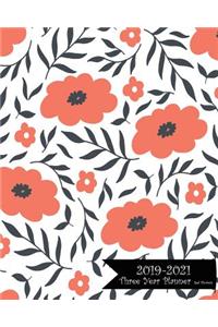 2019-2021 Three Year Planner-Red Flowers