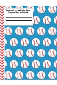 Baseball Red White Blue Composition Notebook - 5x5 Graph Paper
