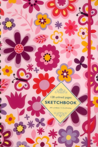 Sketchbook: Pink Flowers: 128-Page Unlined Pages