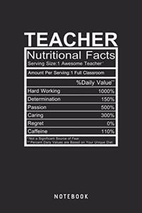 Teacher Nutritional Facts Notebook