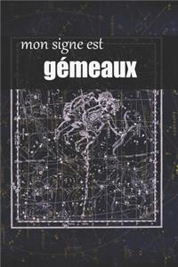 gémeaux signe astrologique, carnet ligné: cahier, Journal de bord astrologie, bloc-note quotidien signe du zodiaque, 120 pages. Design astre symbole, planificateur horoscope personnel.