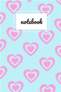 Blue & pink heart notebook