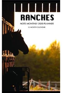 Ranches Note Monthly 2020 Planner 12 Month Calendar