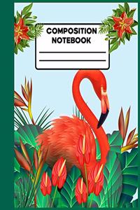 Composition Notebook: Water Colour Cute Pink Flamingo Composition Preschoolkindergarten Collage Rulled Notebook Journal For Kids, Girls- Wide Ruled Composition Note Book,